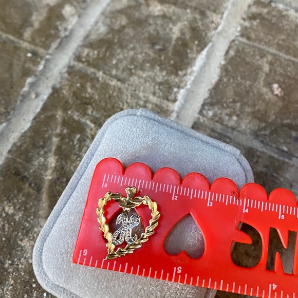 GENUINE 14KT Gold Diamond Pendant Charm Heart Initial Charm “H” - Picture 5 of 6